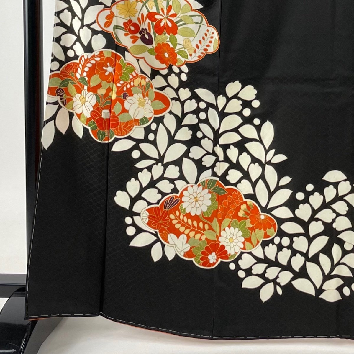 訪問着 レンタル １９点フルコーディネートレンタルセット 着物 披露宴 黒 花柄｜au, image size:1200x1200